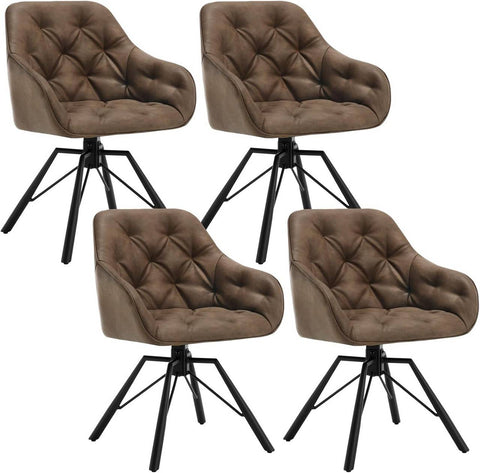 Rootz Dining Chair - Swivel Kitchen Chair - Rotating Armchair - Faux Leather - Ergonomic Design - 57.5cm x 82.5cm x 53cm