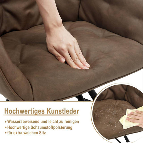 Rootz Dining Chair - Swivel Armchair - Kitchen Chair - Faux Leather - 57.5cm x 82.5cm x 53cm - Brown & Light Brown