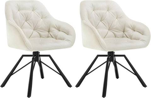 Rootz Velvet Dining Chair - Swivel Kitchen Chair - Modern Armchair - 360° Rotatable - High Backrest - Robust Metal Legs - 57.5cm x 82.5cm x 53cm