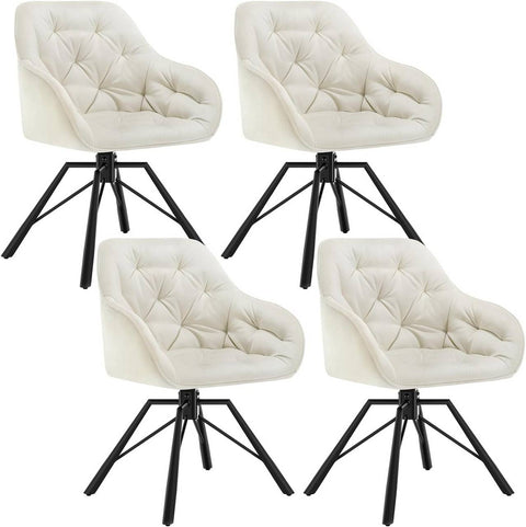 Rootz Dining Chair - Swivel Chair - Kitchen Chair - Ergonomic Design - 57.5cm x 82.5cm x 53cm - Velvet, Foam, Metal - Cream, Green, Gray, Black, Turquoise