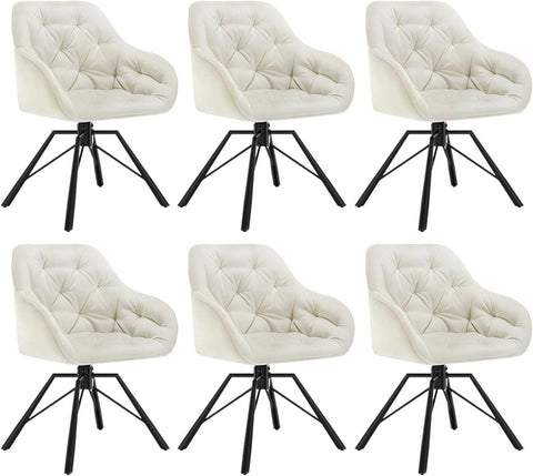 Rootz Dining Chair - Kitchen Chair - Swivel Chair - Ergonomic Design - 57.5cm x 82.5cm x 53cm - Velvet/Metal - 150kg Capacity