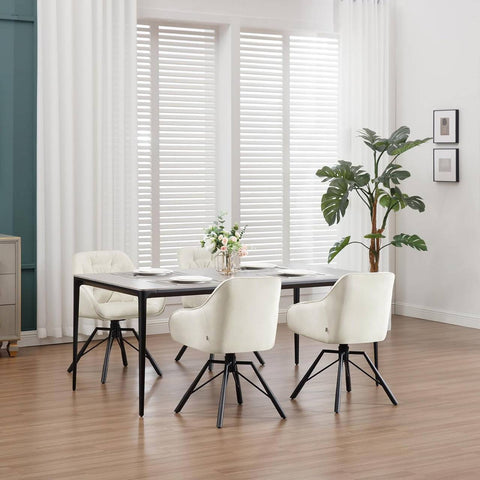 Rootz Dining Chair - Swivel Chair - Kitchen Chair - Ergonomic Design - 57.5cm x 82.5cm x 53cm - Velvet, Foam, Metal - Cream, Green, Gray, Black, Turquoise