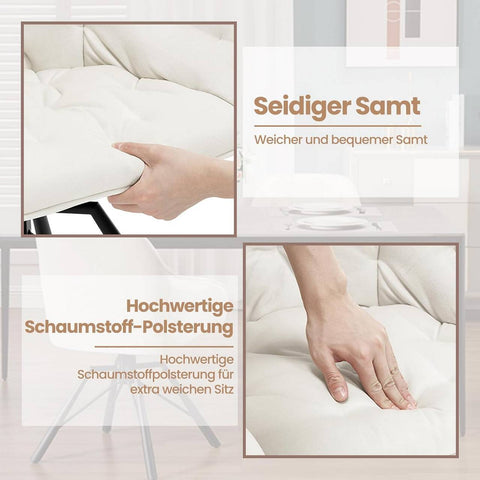 Rootz Dining Chair - Velvet Comfort Chair - Swivel Chair - Metal Legs - 57.5cm x 82.5cm x 53cm - Cream/ Dark Green/ Dark Grey/ Black/ Turquoise