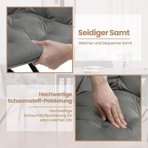 Rootz Dining Chair - Swivel Armchair - Modern Chair - Velvet Cover - 57.5cm x 82.5cm x 53cm - Ergonomic Design - Adjustable Feet