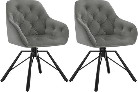 Rootz Dining Chair - Swivel Armchair - Modern Chair - Velvet Cover - 57.5cm x 82.5cm x 53cm - Ergonomic Design - Adjustable Feet