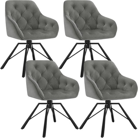 Rootz Dining Chair - Swivel Armchair - Ergonomic Chair - Velvet Cover - 57.5cm x 82.5cm x 53cm