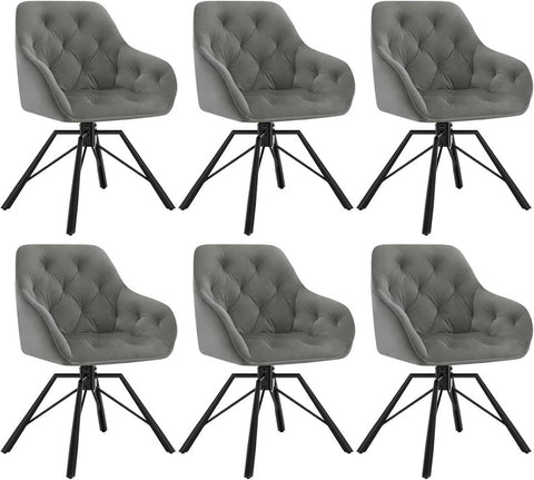 Rootz Dining Chair - Velvet Swivel Chair - 360° Rotatable - Ergonomic Design - 57.5cm x 82.5cm x 53cm - Cream/Dark Green/Dark Gray/Black/Turquoise