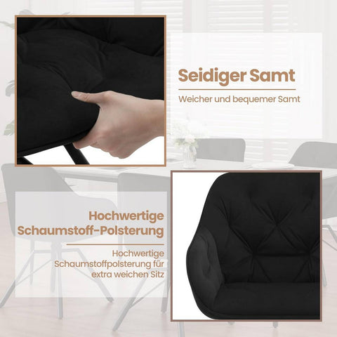 Rootz Dining Chair - Swivel Kitchen Chair - Velvet Upholstered Chair - Ergonomic Backrest - Stable Metal Legs - 57.5cm x 82.5cm x 53cm