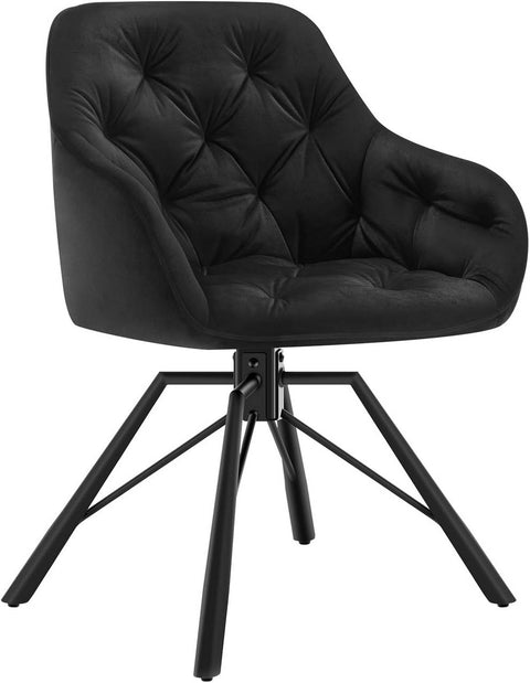 Rootz Dining Chair - Kitchen Chair - Swivel Armchair - Elegant Design - 57.5cm x 82.5cm x 53cm - Velvet & Metal - 150kg Capacity