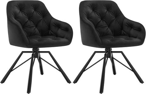 Rootz Dining Chair - Swivel Kitchen Chair - Velvet Upholstered Chair - Ergonomic Backrest - Stable Metal Legs - 57.5cm x 82.5cm x 53cm