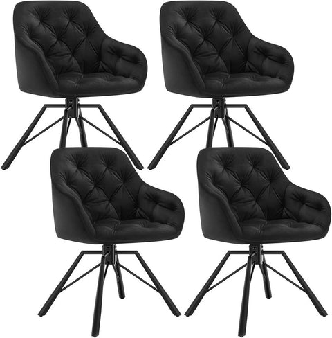 Rootz Swivel Dining Chair - Velvet Upholstered Chair - Comfortable Seating - Ergonomic Design - 57.5cm x 82.5cm x 53cm