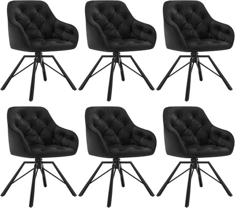 Rootz Dining Chair - Modern Kitchen Chair - Swivel Armchair - Velvet Fabric - Comfortable Seat - 57.5cm x 82.5cm x 53cm