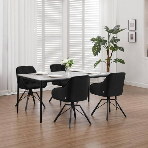 Rootz Dining Chair - Kitchen Chair - Swivel Armchair - Elegant Design - 57.5cm x 82.5cm x 53cm - Velvet & Metal - 150kg Capacity