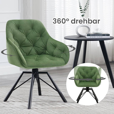 Rootz Dining Chair - Swivel Chair - Velvet Fabric - Ergonomic Design - 57.5cm x 82.5cm x 53cm