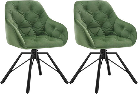 Rootz Velvet Swivel Dining Chair - Kitchen Chair - Modern Chair - Ergonomic Design - 57.5cm x 82.5cm x 53cm