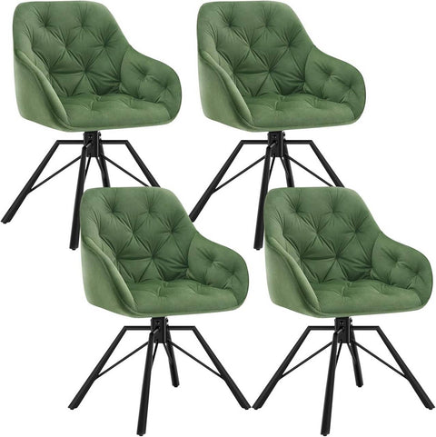 Rootz Dining Chair - Swivel Kitchen Chair - Velvet Upholstered Chair - Ergonomic Design - 57.5cm x 82.5cm x 53cm