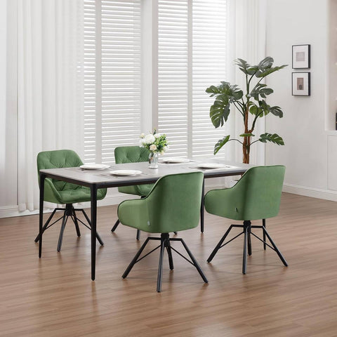 Rootz Dining Chair - Swivel Chair - Velvet Fabric - Ergonomic Design - 57.5cm x 82.5cm x 53cm