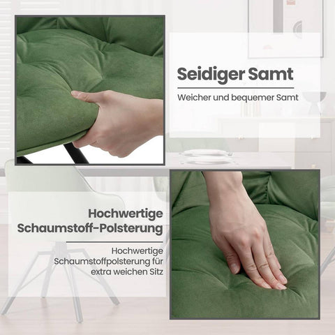 Rootz Dining Chair - Swivel Kitchen Chair - Velvet Upholstered Chair - Ergonomic Design - 57.5cm x 82.5cm x 53cm