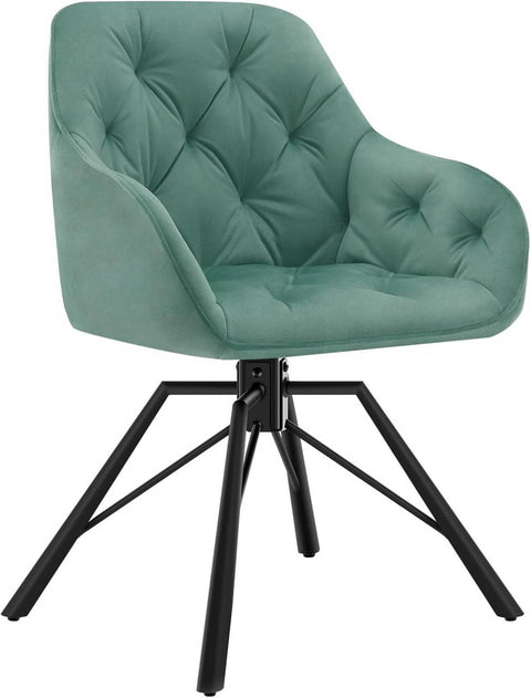 Rootz Dining Chair - Swivel Kitchen Chair - Velvet Upholstered Chair - Stable Metal Legs - Ergonomic Design - 57.5cm x 82.5cm x 53cm
