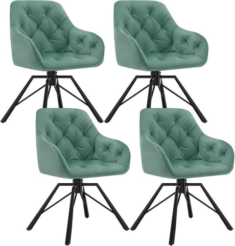 Rootz Dining Chair - Velvet Chair - Swivel Chair - Ergonomic Design - 57.5cm x 82.5cm x 53cm