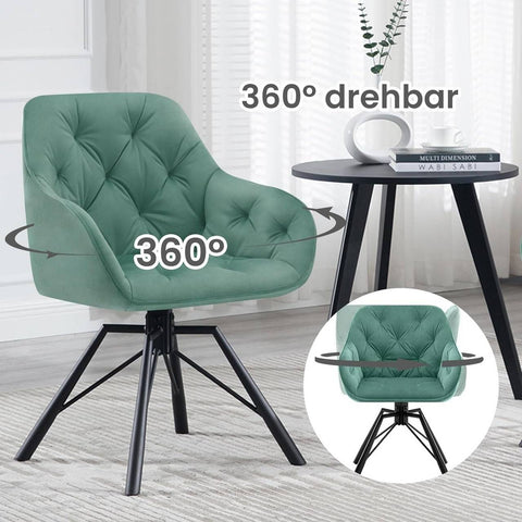 Rootz Dining Chair - Velvet Chair - Swivel Chair - Ergonomic Design - 57.5cm x 82.5cm x 53cm