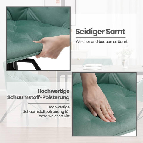 Rootz Dining Chair - Swivel Kitchen Chair - Velvet Upholstered Chair - Stable Metal Legs - Ergonomic Design - 57.5cm x 82.5cm x 53cm