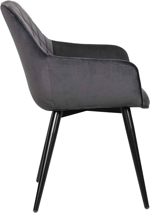 Rootz Set of 6 Velvet Dining Chairs - Comfortable Chairs - Stylish Seating - High-Density Foam - Sturdy Metal Legs - Adjustable Foot Pads - 84cm x 41cm x 47cm