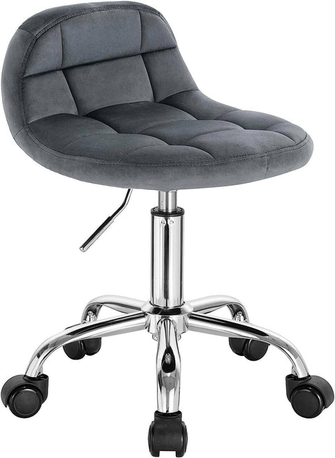Rootz Velvet Office Stool - Adjustable Desk Chair - Ergonomic Swivel Chair - Comfortable, Flexible, Ergonomic Design - 56.5cm-68cm x 38cm x 31cm