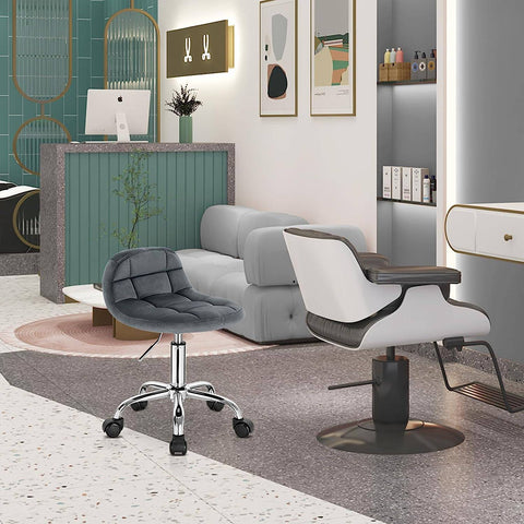 Rootz Velvet Office Stool - Adjustable Desk Chair - Ergonomic Swivel Chair - Comfortable, Flexible, Ergonomic Design - 56.5cm-68cm x 38cm x 31cm