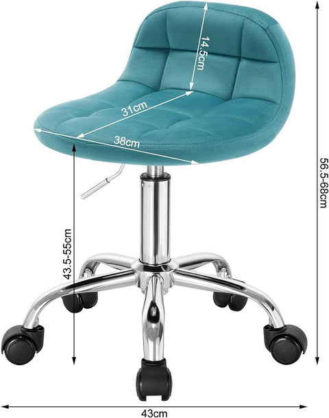 Rootz Velvet Office Stool - Bureaustoel - Verstelbare draaistoel - Stijlvol, comfortabel, ergonomisch - 56,5-68 cm x 38 cm x 31 cm