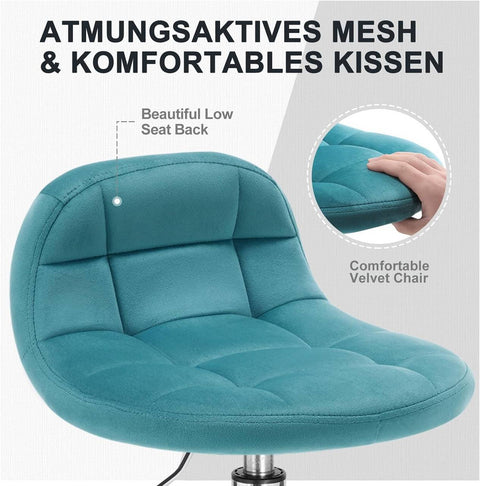 Rootz Velvet Office Stool - Bureaustoel - Verstelbare draaistoel - Stijlvol, comfortabel, ergonomisch - 56,5-68 cm x 38 cm x 31 cm