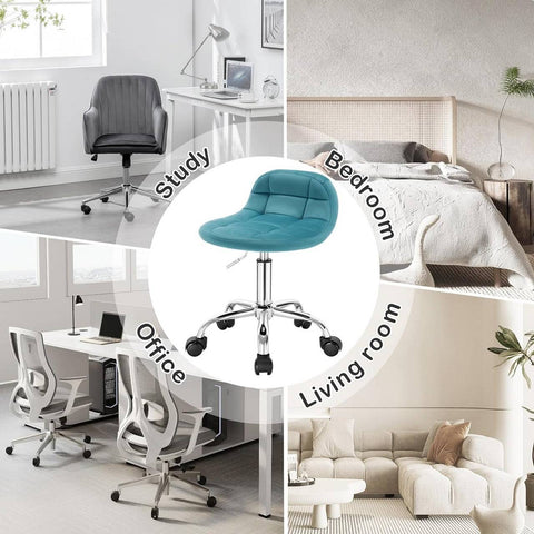 Rootz Velvet Office Stool - Bureaustoel - Verstelbare draaistoel - Stijlvol, comfortabel, ergonomisch - 56,5-68 cm x 38 cm x 31 cm
