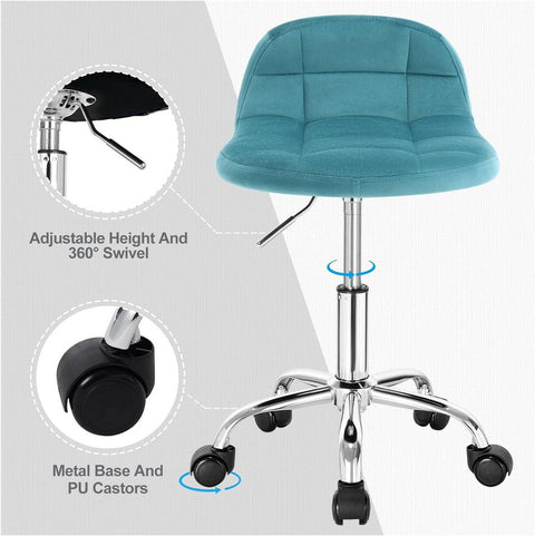 Rootz Velvet Office Stool - Bureaustoel - Verstelbare draaistoel - Stijlvol, comfortabel, ergonomisch - 56,5-68 cm x 38 cm x 31 cm