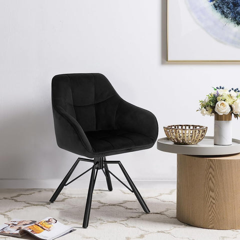 Rootz Swivel Dining Chair - Rotating Chair - Velvet Upholstered Chair - 360° Swivel, Ergonomic Design, Robust Construction - 58.5cm x 82.5cm x 54.5cm