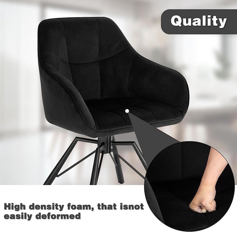 Rootz Swivel Dining Chair - Rotating Chair - Velvet Upholstered Chair - 360° Swivel, Ergonomic Design, Robust Construction - 58.5cm x 82.5cm x 54.5cm