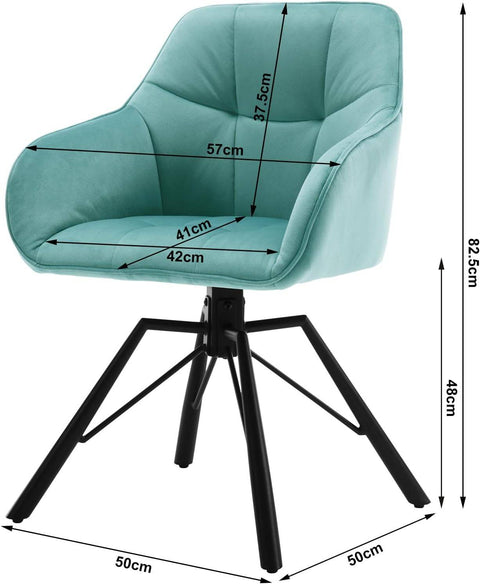 Rootz draaibare eetkamerstoel - roterende stoel - fluwelen stoel - ergonomisch ontwerp - eenvoudige montage - duurzaam - 58,5 cm x 82,5 cm x 54,5 cm