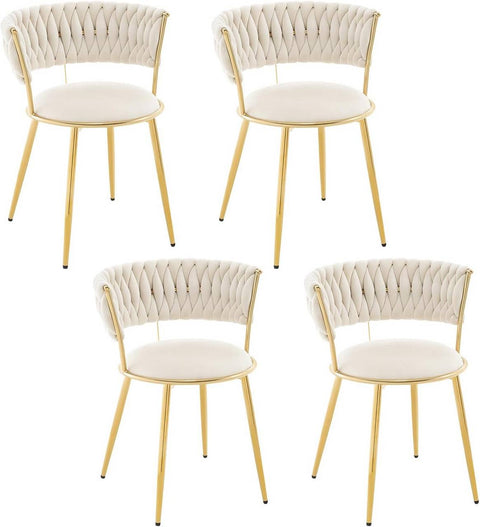 Rootz Dining Chair Set - Kitchen Chair - Upholstered Velvet Chair - Ergonomic Comfort - 56.5x74.5x53cm - Beige