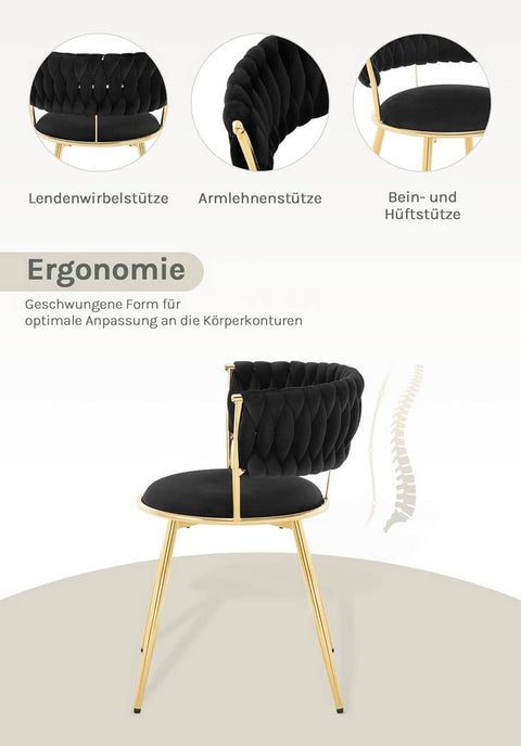 Rootz 4-Piece Set Dining Chair - Kitchen Chair - Velvet Upholstery - Ergonomic Comfort - 56.5cm x 74.5cm x 53cm