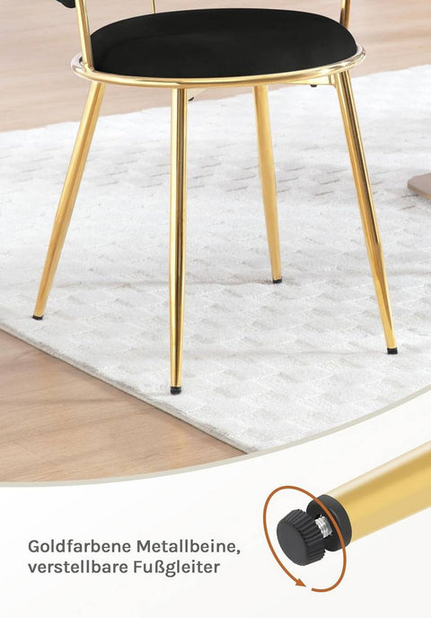 Rootz 4-Piece Set Dining Chair - Kitchen Chair - Velvet Upholstery - Ergonomic Comfort - 56.5cm x 74.5cm x 53cm