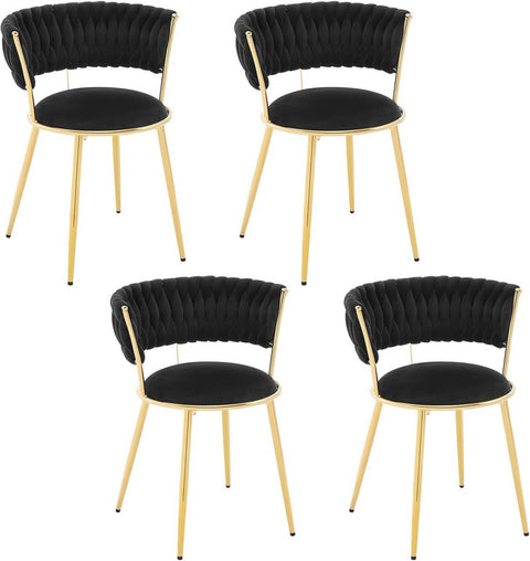 Rootz 4-Piece Set Dining Chair - Kitchen Chair - Velvet Upholstery - Ergonomic Comfort - 56.5cm x 74.5cm x 53cm