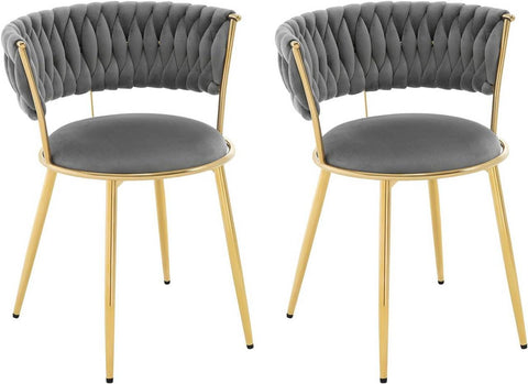 Rootz 2 Piece Set Dining Chair - Kitchen Chair - Velvet Upholstered - Ergonomic Comfort - 56.5x74.5x53cm - Grey Velvet