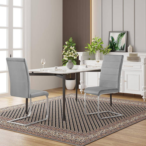 Rootz Eetkamerstoelen Set van 4 - Sledestoel - Stoelen met hoge rugleuning - Fluwelen bekleding - Stabiel metalen frame - Ergonomisch ontwerp - Vloerbescherming - 41 cm x 100 cm x 55,5 cm