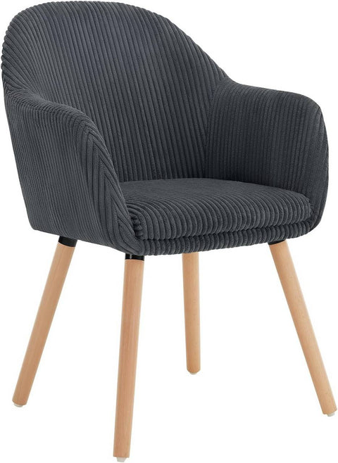 Rootz Dining Chair - Corduroy Armchair - Upholstered Chair - High Comfort - 55.5cm x 83.5cm x 56.5cm