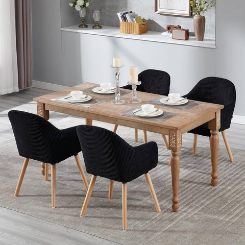 Rootz Dining Chair Set - Corduroy Armchair - Upholstered Chair - High Comfort - 55.5cm x 83.5cm x 56.5cm