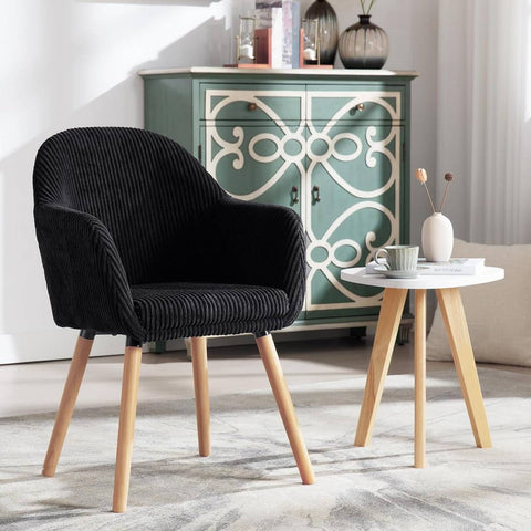 Rootz Dining Chair Set - Corduroy Armchair - Upholstered Chair - High Comfort - 55.5cm x 83.5cm x 56.5cm
