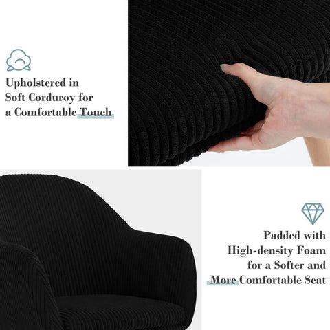 Rootz Dining Chair Set - Corduroy Armchair - Upholstered Chair - High Comfort - 55.5cm x 83.5cm x 56.5cm