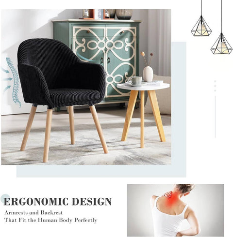 Rootz Dining Chair Set - Corduroy Armchair - Upholstered Chair - High Comfort - 55.5cm x 83.5cm x 56.5cm