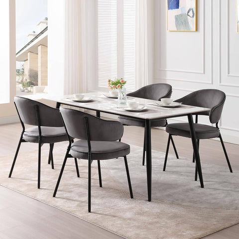 Rootz Dining Chair - Kitchen Chair - Balcony Chair - Velvet / Metal - Ergonomic Support - 54cm x 83.5cm x 52cm