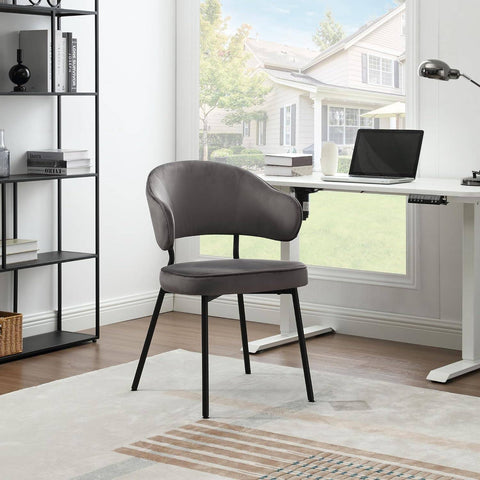 Rootz Dining Chair - Kitchen Chair - Velvet Seat - Metal Frame - 54cm x 83.5cm 52cm - Ergonomic Backrest - Stylish Armrests - 120kg Capacity