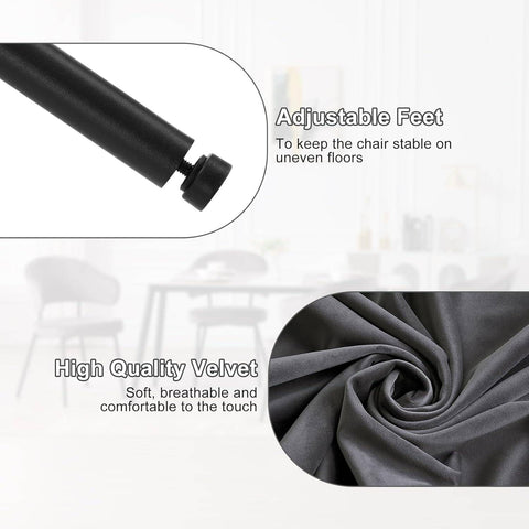 Rootz Dining Chair - Kitchen Chair - Velvet Chair - Foam Padded - Ergonomic Design - 54cm x 83.5cm x 52cm